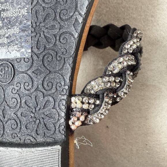 Palms Flip Flop Sandals Thong Black With Rhinestone Size 9M - Picture 7 of 7